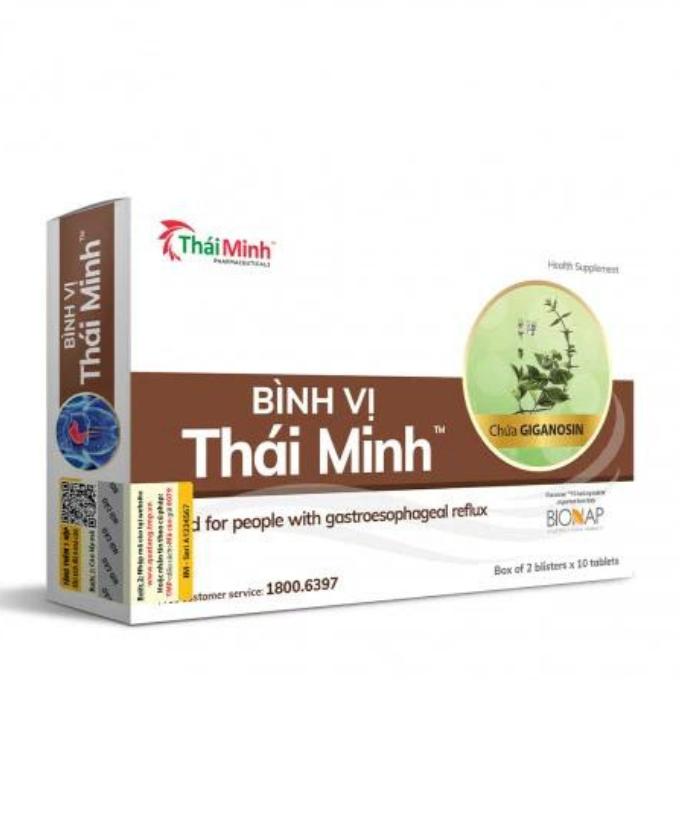 Bình Vị Thái Minh Hỗ trợ giảm viêm loét dạ dày Hộp 20 viên